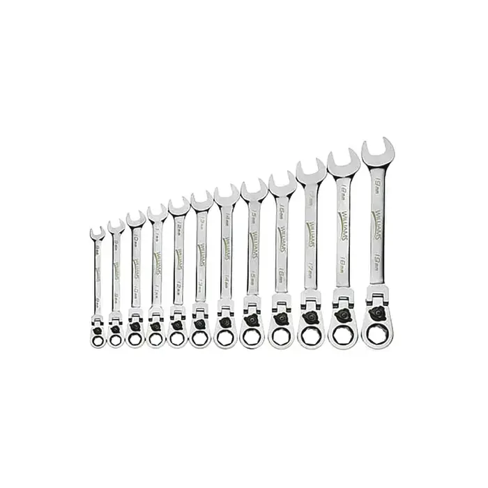 WILLIAMS 1217MRCF 17mm Size, 12 No. of Points, 9" Overall Length Flex Head Reversible Ratcheting Combination Wrench Best Choice
