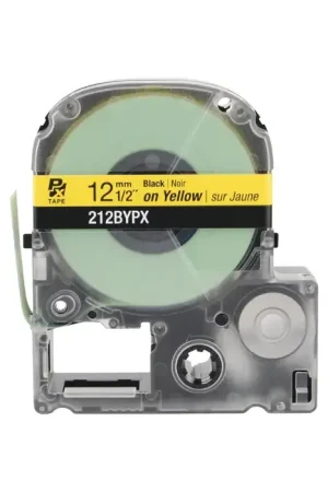Don't Miss Out EPSON 212BYPX 1/2" Width, 30‘ Length, Yellow/Black Print Color Labeler Tape