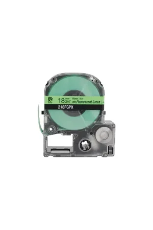 EPSON 218FGPX 3/4" Width, 30‘ Length, Green/Black Print Color Labeler Tape Low Price