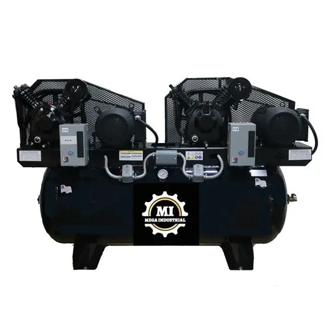 Instant Buy MEGA MP-75120DP3BA Industrial Duplex Electric Air Compressor 120 gal Horizontal Tank